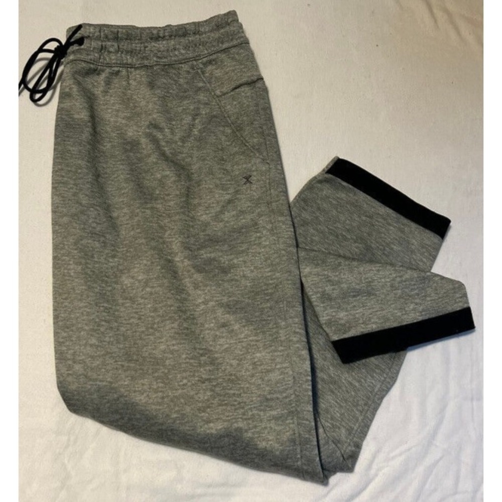 Xerison Jogger Men XXL Gray Fleece Quick Dri Workout Pants Black Band Cuff‎